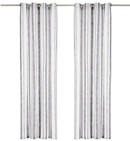vidaXL Cortinas argolas metal 2 pcs algodão 140x245cm riscas antracite