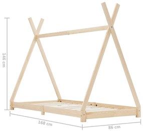 Estrutura de cama para crianças 80x160 cm pinho maciço