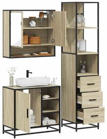 vidaXL 3 pcs conj. móveis casa banho derivados madeira carvalho sonoma