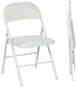 HOMCOM Conjunto de 2 Cadeiras Dobráveis com Encosto e Estrutura de Aço para Sala de Estar escritório Estúdio 45x46x78 cm Branco | Aosom Portugal