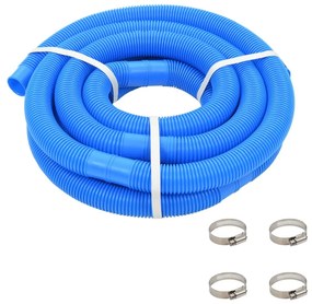 vidaXL Mangueira de piscina com braçadeiras azul 38 mm 6 m