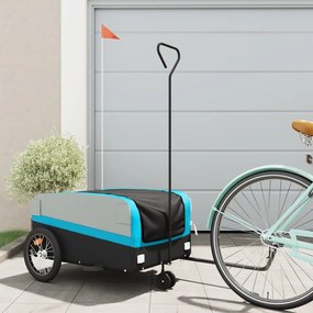 vidaXL Reboque para bicicleta 45 kg ferro preto e azul