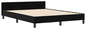 Estrutura de Cama de Veludo Preto vidaXL 160x200 cm