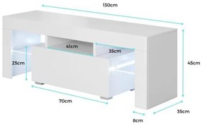 Mueble TV modelo Ernes (130x45cm) color blanco con LED