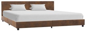 vidaXL Estrutura de cama 180x200 cm camurça artificial castanho