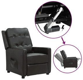vidaXL Poltrona elevatória couro artificial brilhante preto