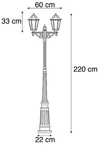 Lanterna externa preta 220 cm 2 luzes IP44 - Havana Clássico / Antigo