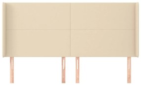 Cabeceira de cama c/ abas tecido 203x16x118/128 cm creme