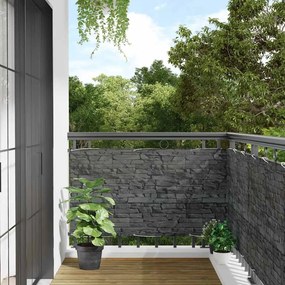 vidaXL Tela de privacidade p/ varanda aspeto pedra 600x90 cm PVC cinza