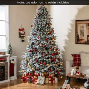 Árvore de Natal artificial de 240 cm com (DECORAÇÕES NÃO INCLUIDAS) pré-iluminada com 460 luzes LED brancas quentes Pontas dos ramos Verde e Branco