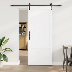 Porta Deslizante vidaXL com Conjunto de Ferragens Branca 86x211 cm Mad