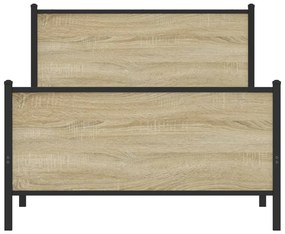 Estrutura de cama sem colchão 100x190 cm metal carvalho sonoma