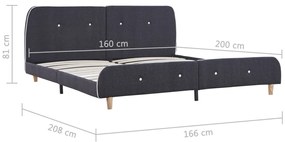 Estrutura de cama sem colchão de tecido cinza escuro 150x200 cm