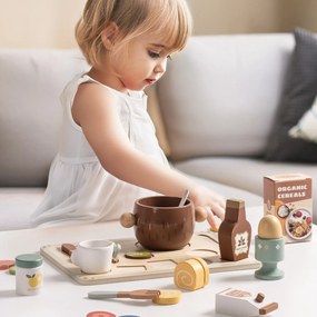 Conjunto de comidas de brincar de madeira com 31 peças para crianças