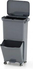 Caixote do lixo de 36 litros com 2 cubos e autocolantes para triagem de lixo 42 x 29 x 74 cm (C x L x A) Contentor de resíduos com rodas, modelo unive