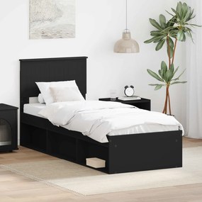 vidaXL Estrutura da Cama Preto 75 x 190 cm Madeira de Pinheiro SĂłlida