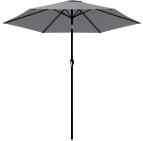 Guarda-sol redondo de exterior para jardim, 2 m, inclinável a 30°, manivela, mastro em alumínio, lona de 180 g/m², proteção UV, cinzento escuro
