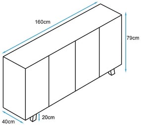 Aparador Viene de 160cm - Branco - Design Nórdico