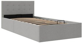Cama hidráulica c/ arrumação 100x200cm tecido cinza-claro
