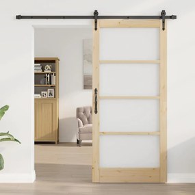 Conjunto de Porta Deslizante vidaXL com Material 93x202 cm Madeira Sól