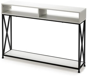 Mesa Consola com 2 níveis com prateleira aberta 120 x 23 x 79 cm Branca