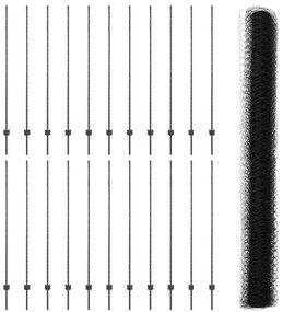 Postes de Cerca vidaXL 22 pcs U-Channel Cinza 160 cm Aço
