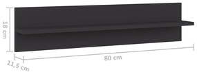 Estantes de parede 4 pcs derivados de madeira cinzento