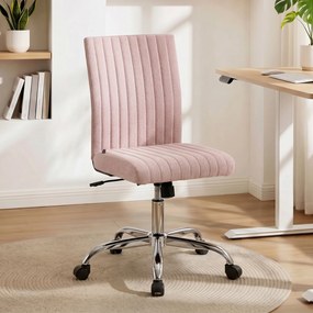 Cadeira de escritório sem braços, cadeira de escritório, altura ajustável e giratória a 360°, 43 x 56 x 89-99 cm, rosa