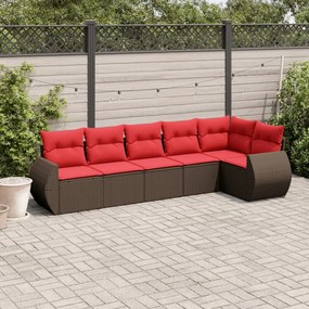 vidaXL 6 pcs conjunto de sofás jardim c/ almofadões vime PE castanho