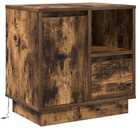 Cômodas de Canto com Luzes LED 2 pcs Carvalho Fumado 50x34,5x50 cm