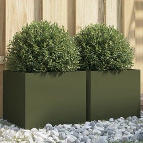 Vasos/floreiras 2 pcs 32x30x29 cm aço verde azeitona