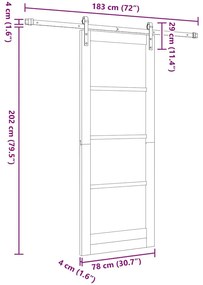 Conjunto de Porta Deslizante vidaXL com Hardware "ORKDAL" Madeira Sóli