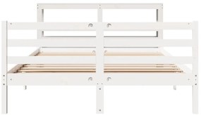 Cama sem colchão 160x200 cm madeira de pinho maciça branco