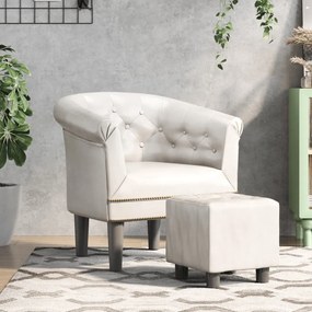 vidaXL Poltrona com apoio de pés couro artificial branco