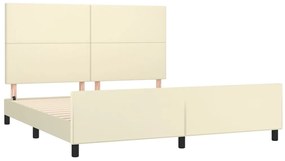 Estrutura de cama c/ cabeceira couro artificial 180x200cm creme