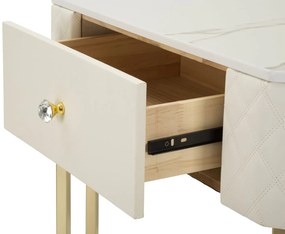 MESA CONSOLA SHARON 84,5X60X77 CM BRANCA E DOURADA