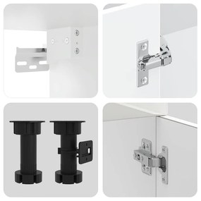 4 peças armário de cozinha conjunto Kalmar branco brilhante