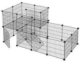Gaiola de malha metálica para animais pequenos com porta | SONGMICS | 143 x 73 x 71 cm | preto | LPI06H.
