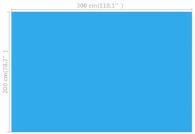 Cobertura de piscina retangular 300 x 200 cm PE azul