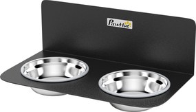 Conjunto de 2 Taças para Cão de Parede, 42 x 23,5 x 14 cm, Altura Regulável, Preto