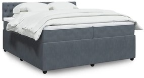 Cama com molas/colchão 200x200 cm veludo cinzento-escuro