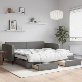 vidaXL Sofá-cama c/ gavetão/gavetas 100x200 cm tecido cinzento-escuro