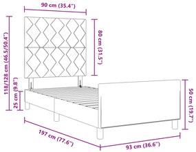Cama Azul vidaXL 90x190 cm em Tecido