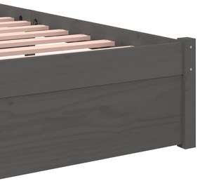 Estrutura de cama 90x200 cm madeira maciça cinzento