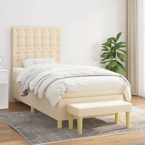 Cama com molas/colchão 90x190 cm tecido cor creme