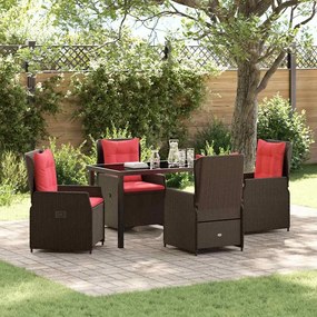 vidaXL Conjunto de Jantar para Jardim 5 Peças em Rattan Sintético Marrom