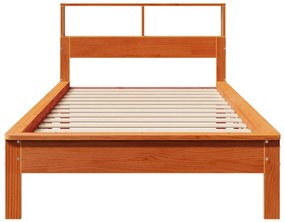 Cama com estante sem colchão 90x190cm pinho maciço castanho-mel