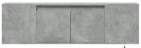 Móvel de parede p/TV c/luzes LED 135x31x39,5cm cinzento cimento