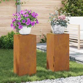 Suportes de Plantas Externos Pilar 2 pcs 24x24x55 cm Aço em Tempo de C