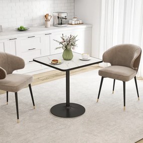 Mesa de jantar para 4 pessoas 70 x 70 cm, mesa de cozinha de estilo moderno com tampo com efeito de mármore e base redonda, branca e preta